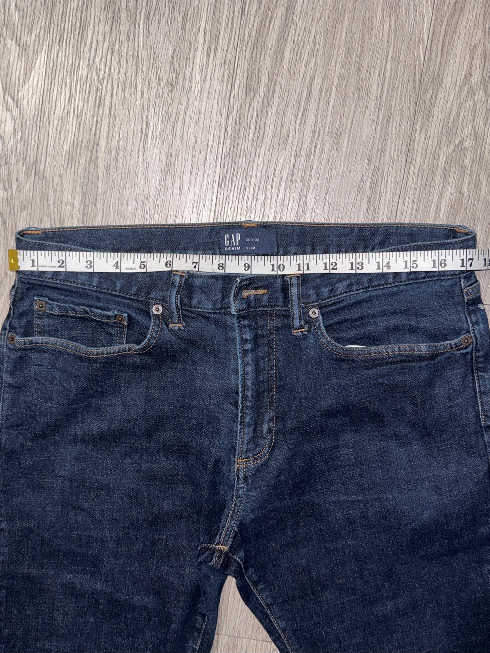 GAP Men's Dark Indigo Straight Jeans Denim Slim Size 34x32 - Picture 3 of 6
